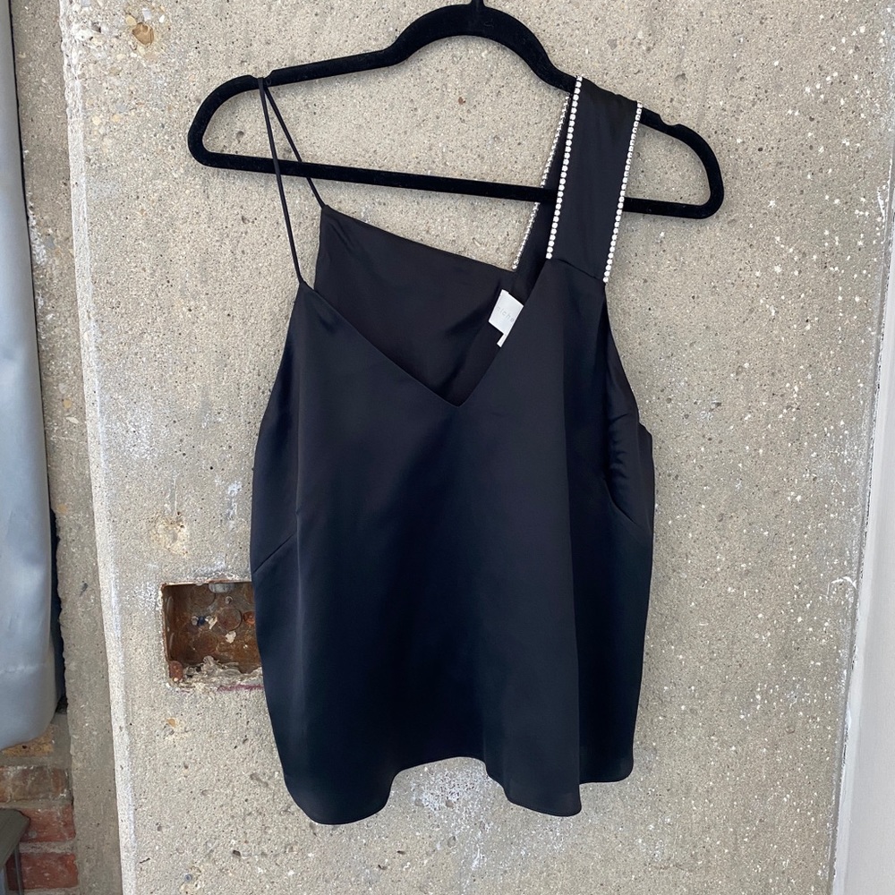 Michelle Mason silk asymmetrical crystal cami